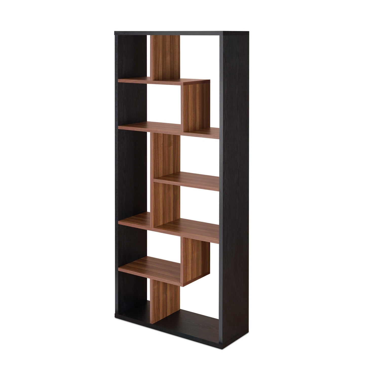 Black And Walnut Veneer Cube Bookcase