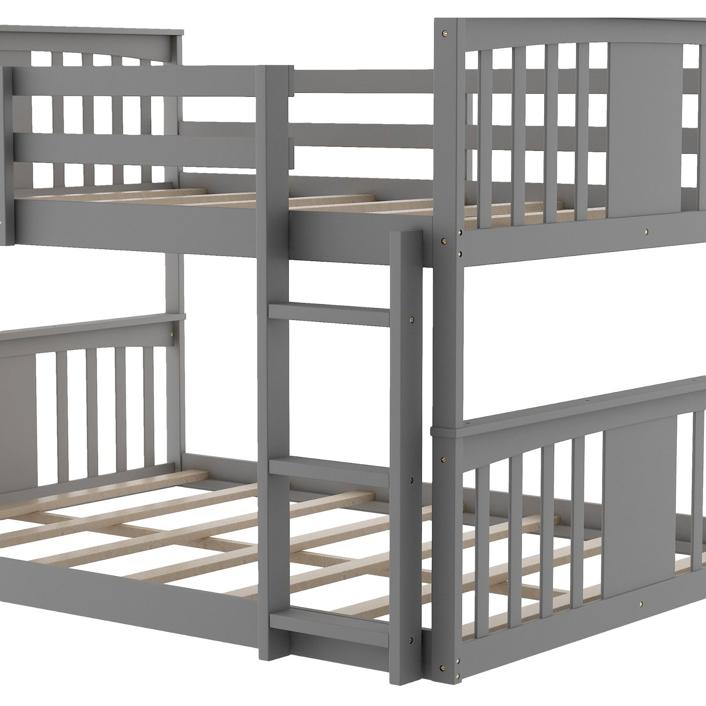 Gray Classic Twin Over Twin Bunk Bed with Ladder and Slide