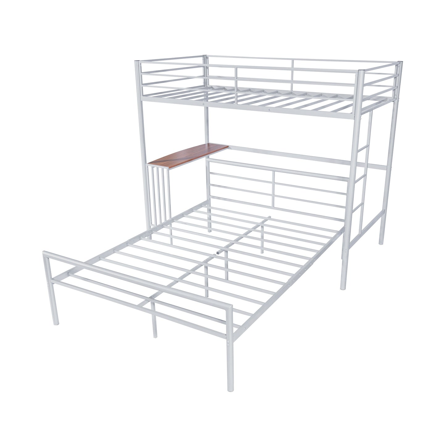 Silver Twin Over Full Metal Multi Directional Bunk Bed with Desk