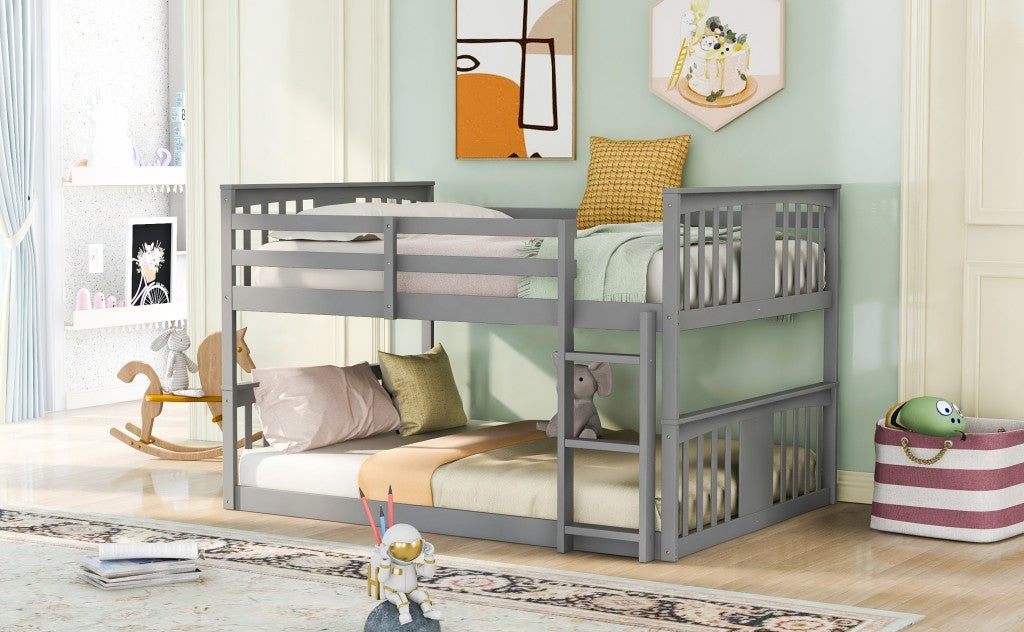 Gray Classic Full Over Full Bunk Bed with Ladder