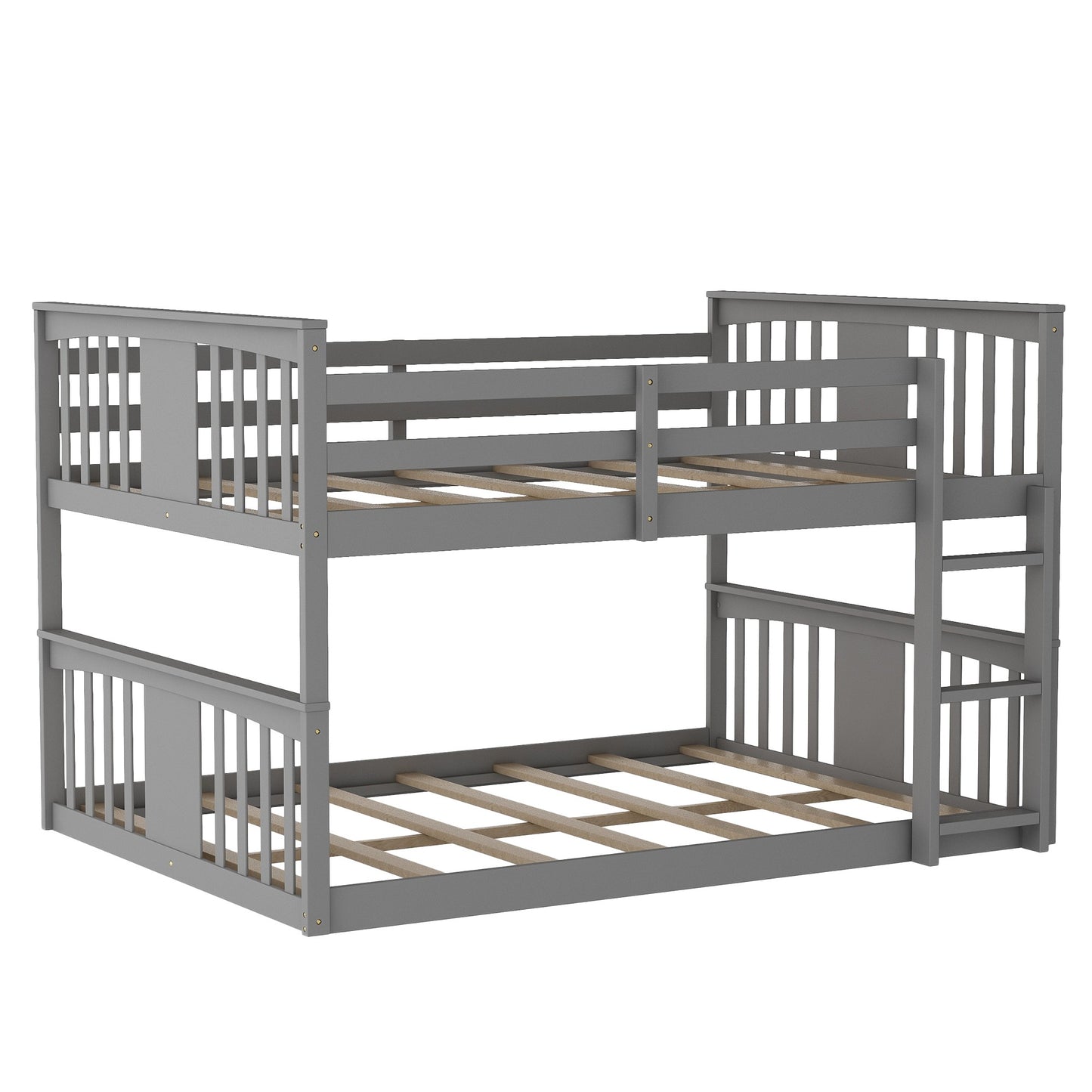 Gray Classic Full Over Full Bunk Bed with Ladder