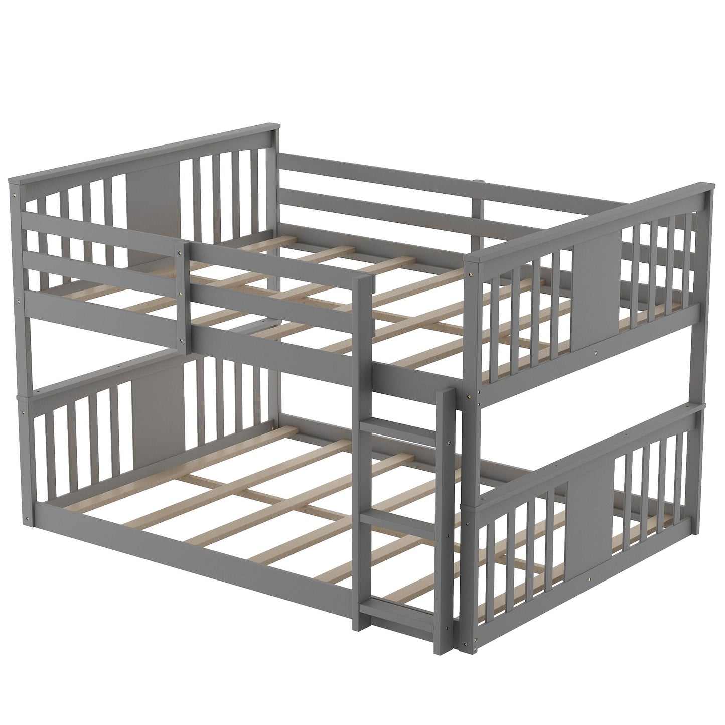 Gray Classic Full Over Full Bunk Bed with Ladder