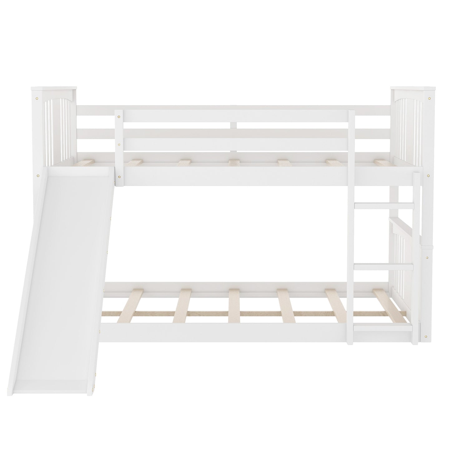 White Classic Full Over Full Bunk Bed with Slide