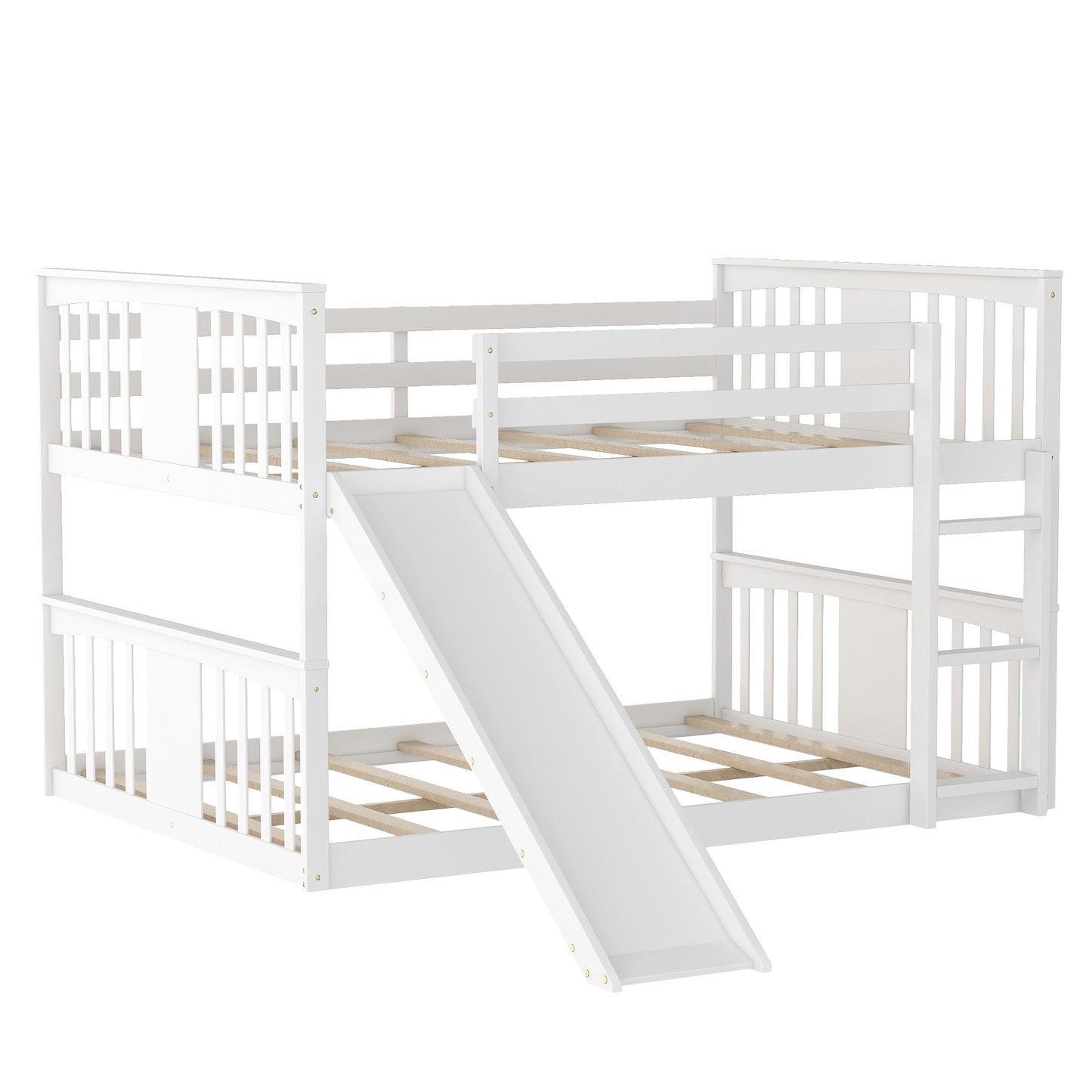 White Classic Full Over Full Bunk Bed with Slide