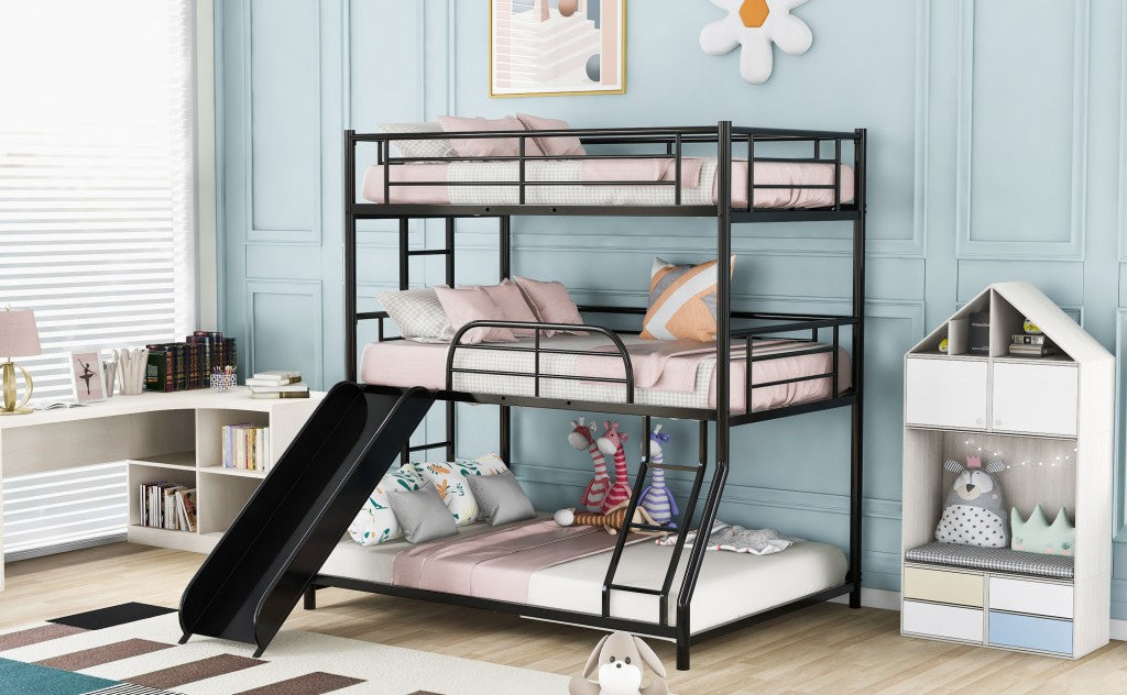 Black Twin Over Twin over Full Size Triple Bunk Bed