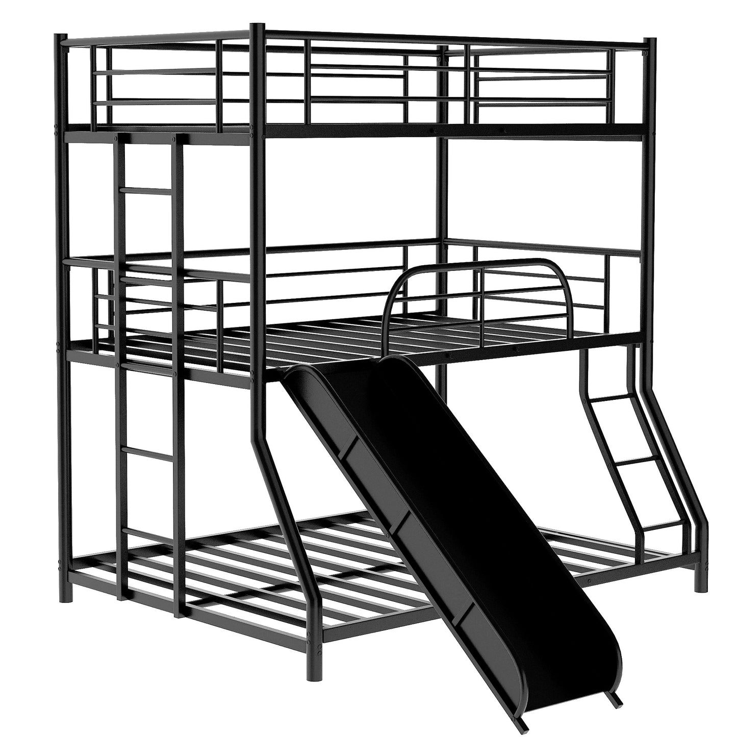 Black Twin Over Twin over Full Size Triple Bunk Bed