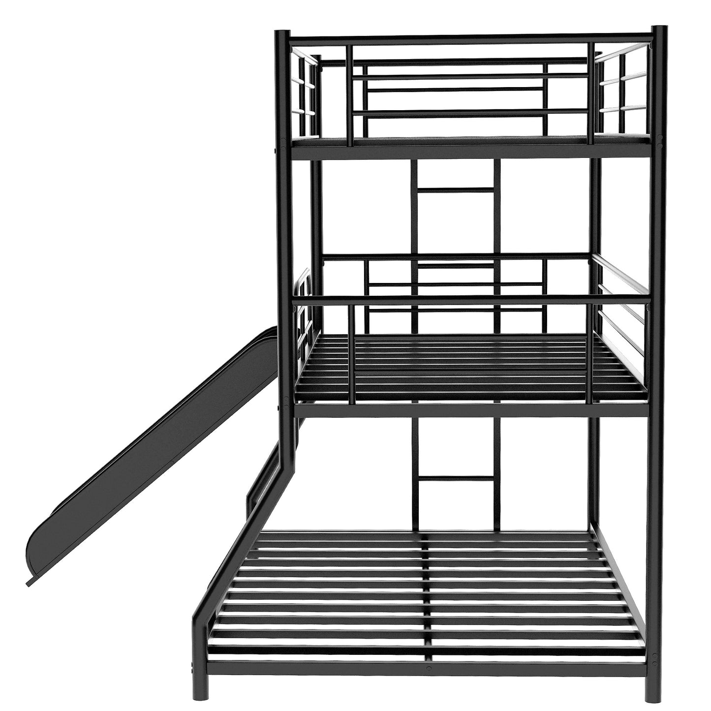 Black Twin Over Twin over Full Size Triple Bunk Bed