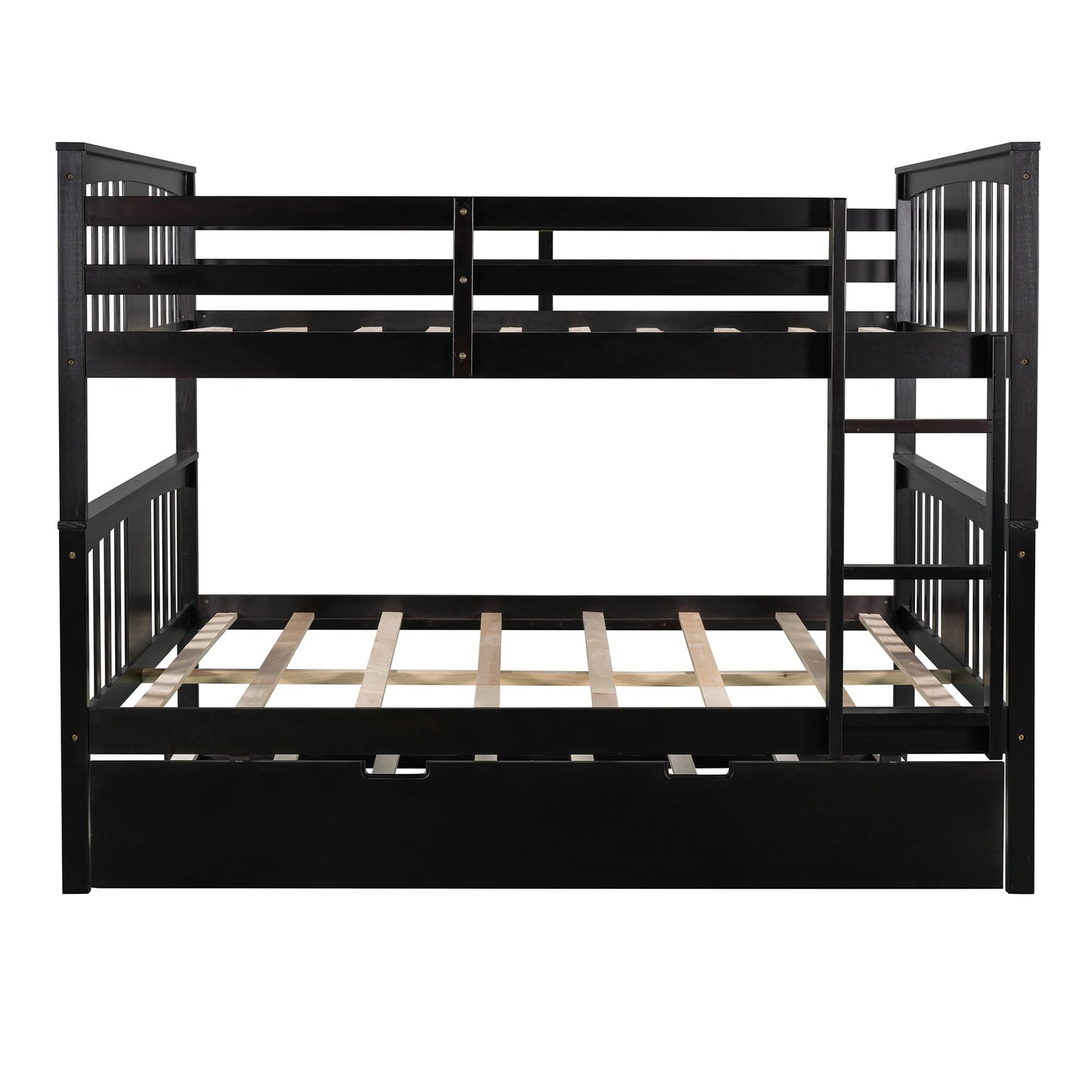 Brown Double Full Size Over Twin Trundle Bunk Bed