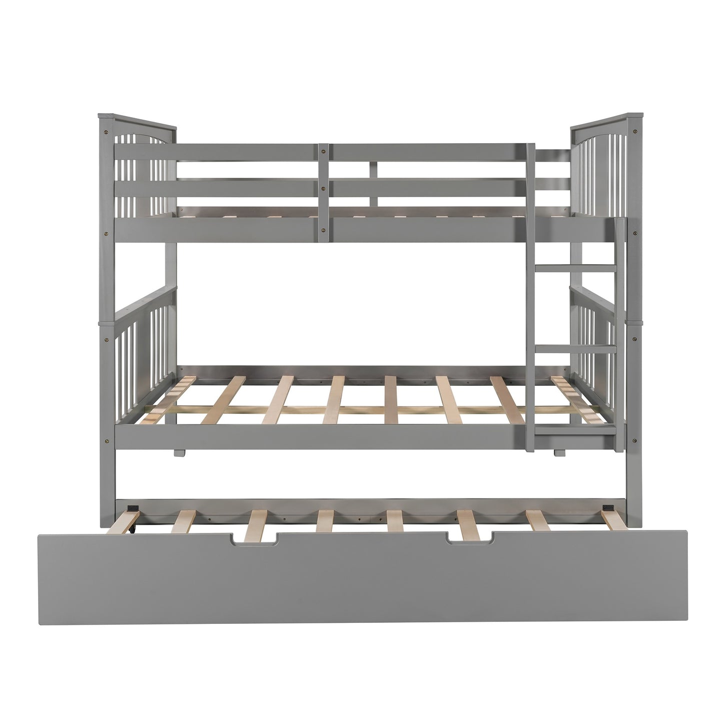 Gray Double Full Size Over Twin Trundle Bunk Bed