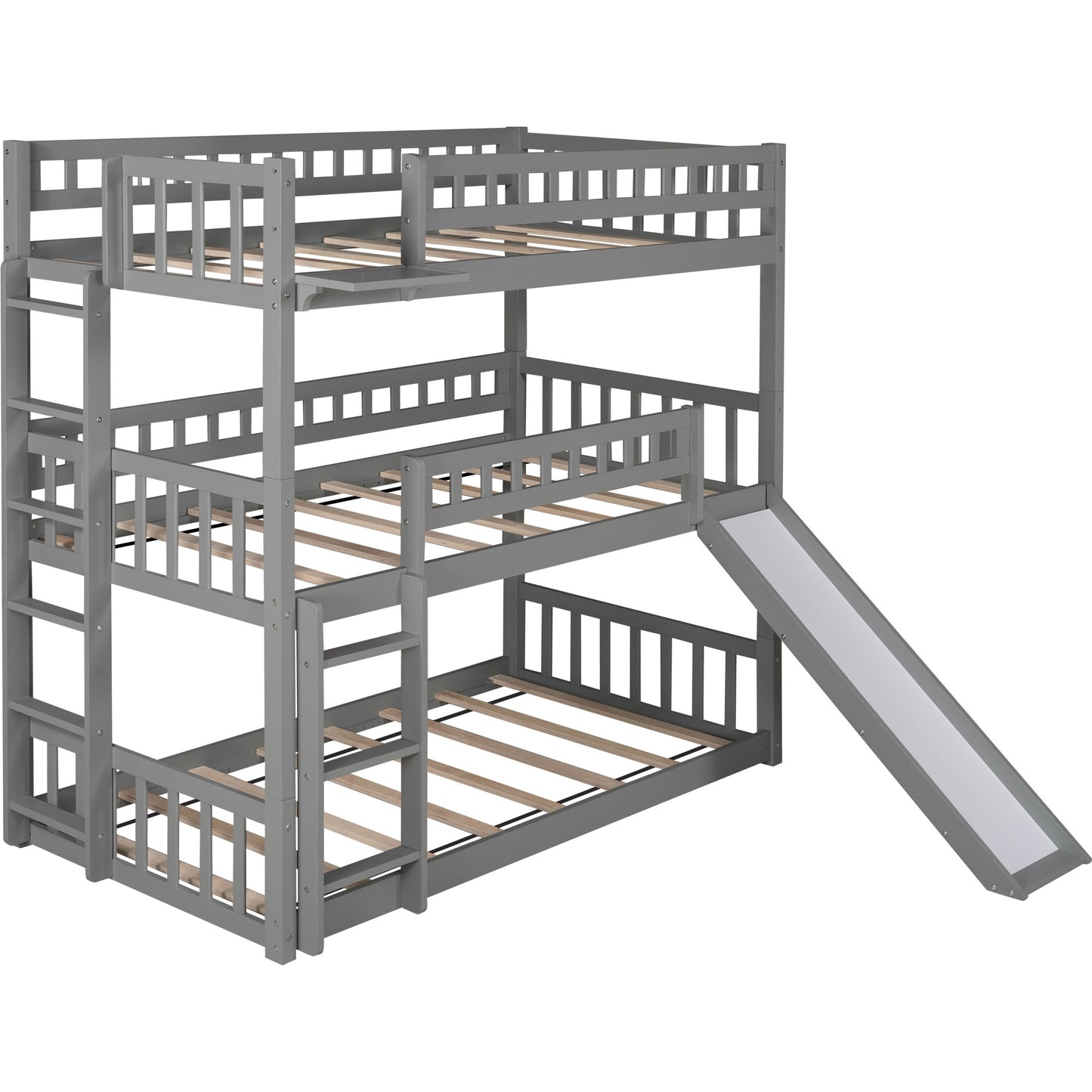 Gray Triple Twin Size Ladder Bunk Bed