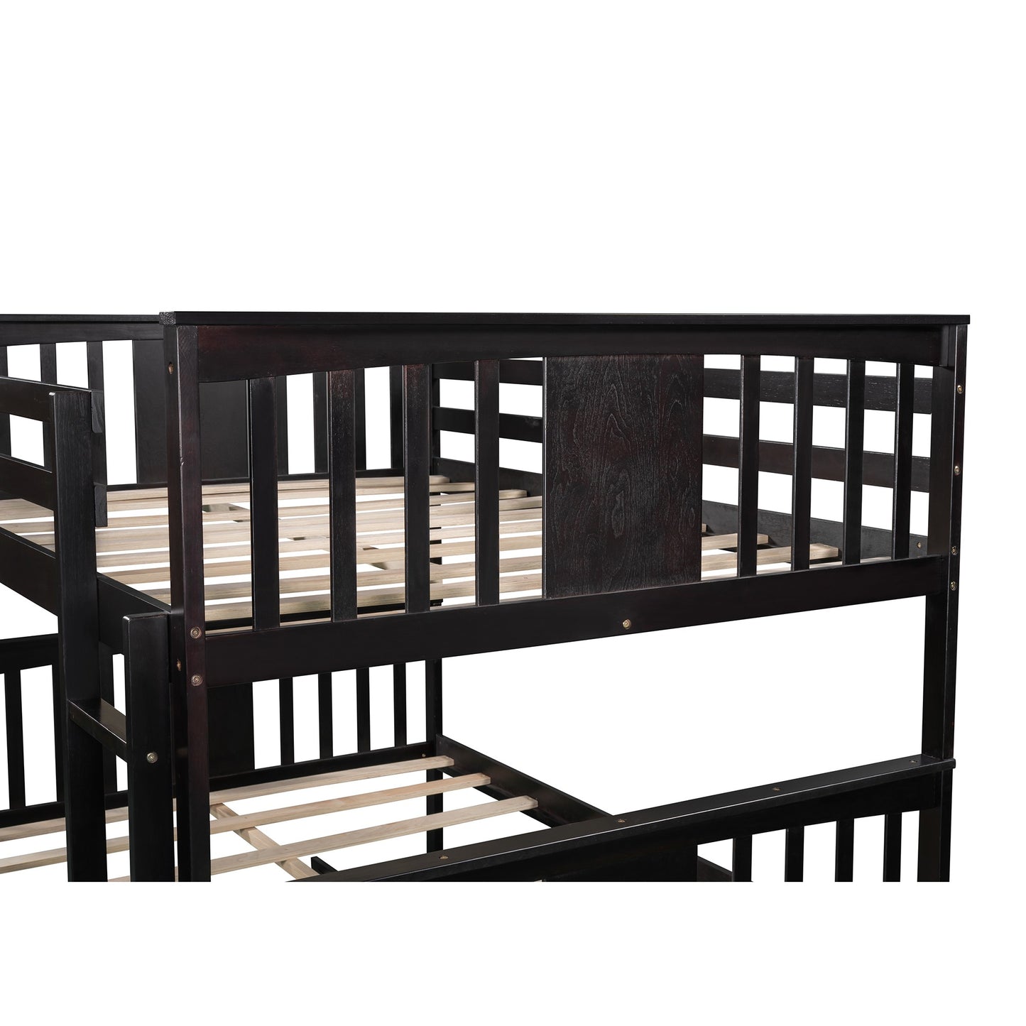 Modern Espresso Full Over Full Bunk Bed with Two Drawers