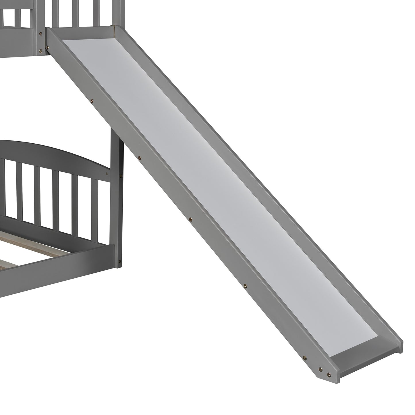 Gray Twin Over Twin Playhouse Styled Bunk Bed