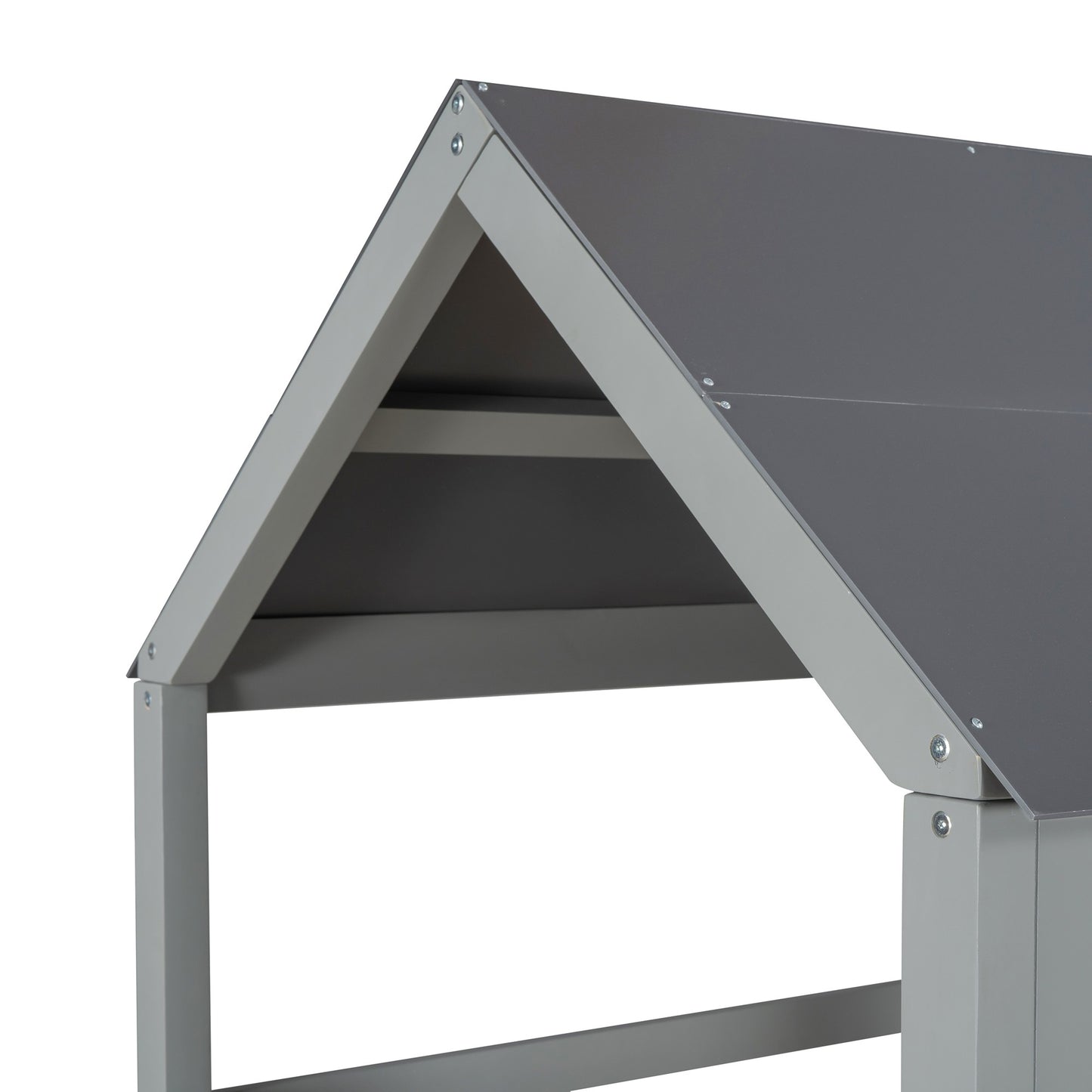 Gray and Dark Gray Twin Over Twin Doll House Bunk Bed