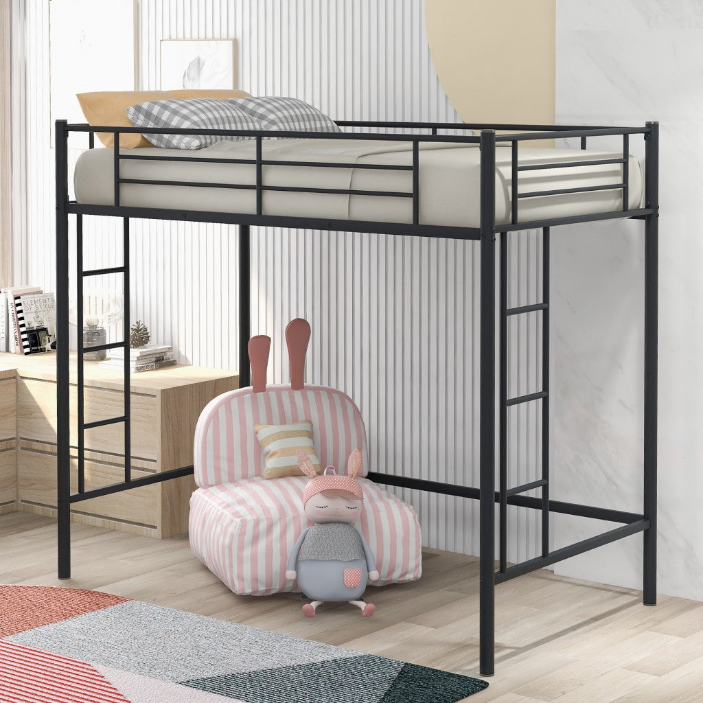 Black Twin Size High Loft Bed