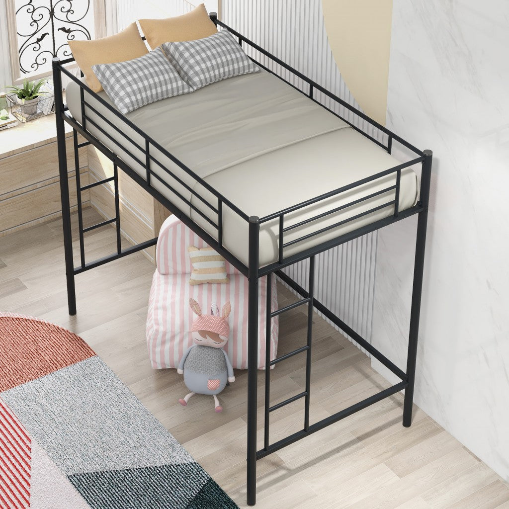 Black Twin Size High Loft Bed