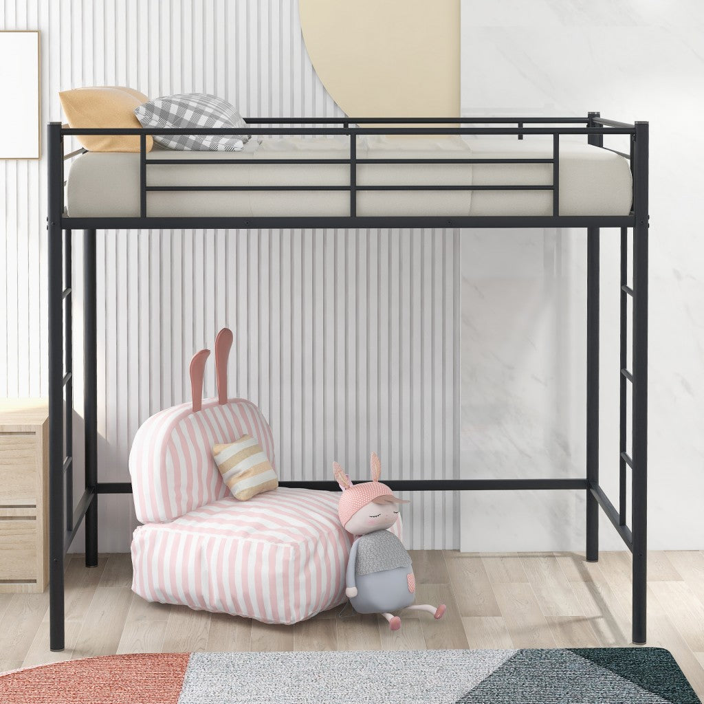 Black Twin Size High Loft Bed