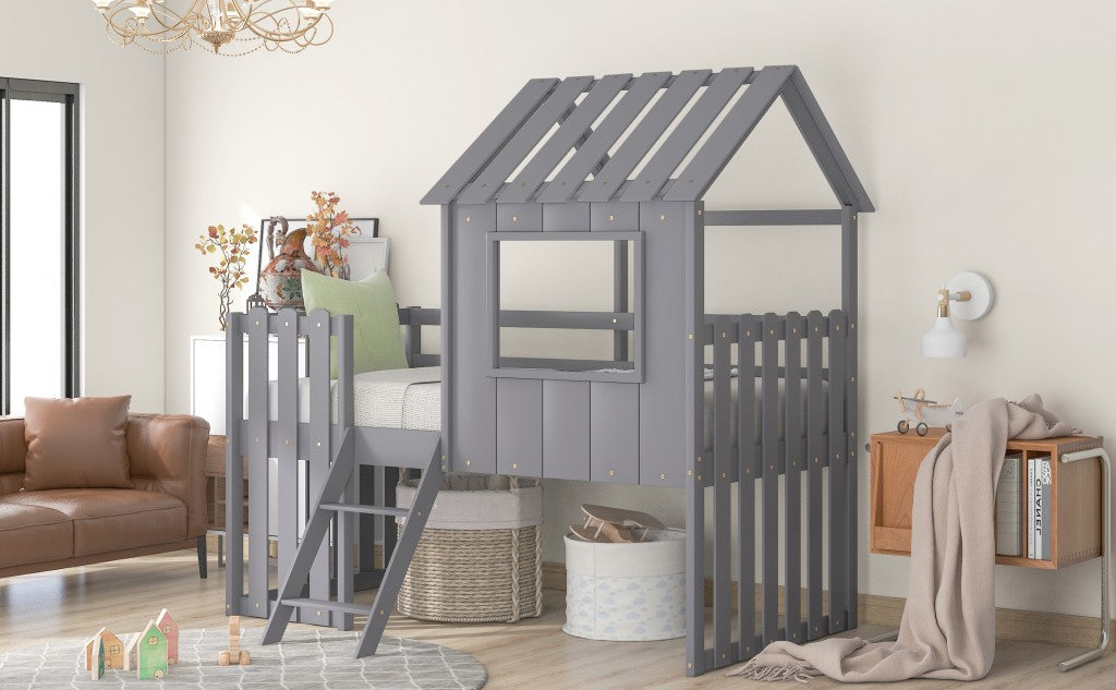 Gray Loft Barnyard House Bed