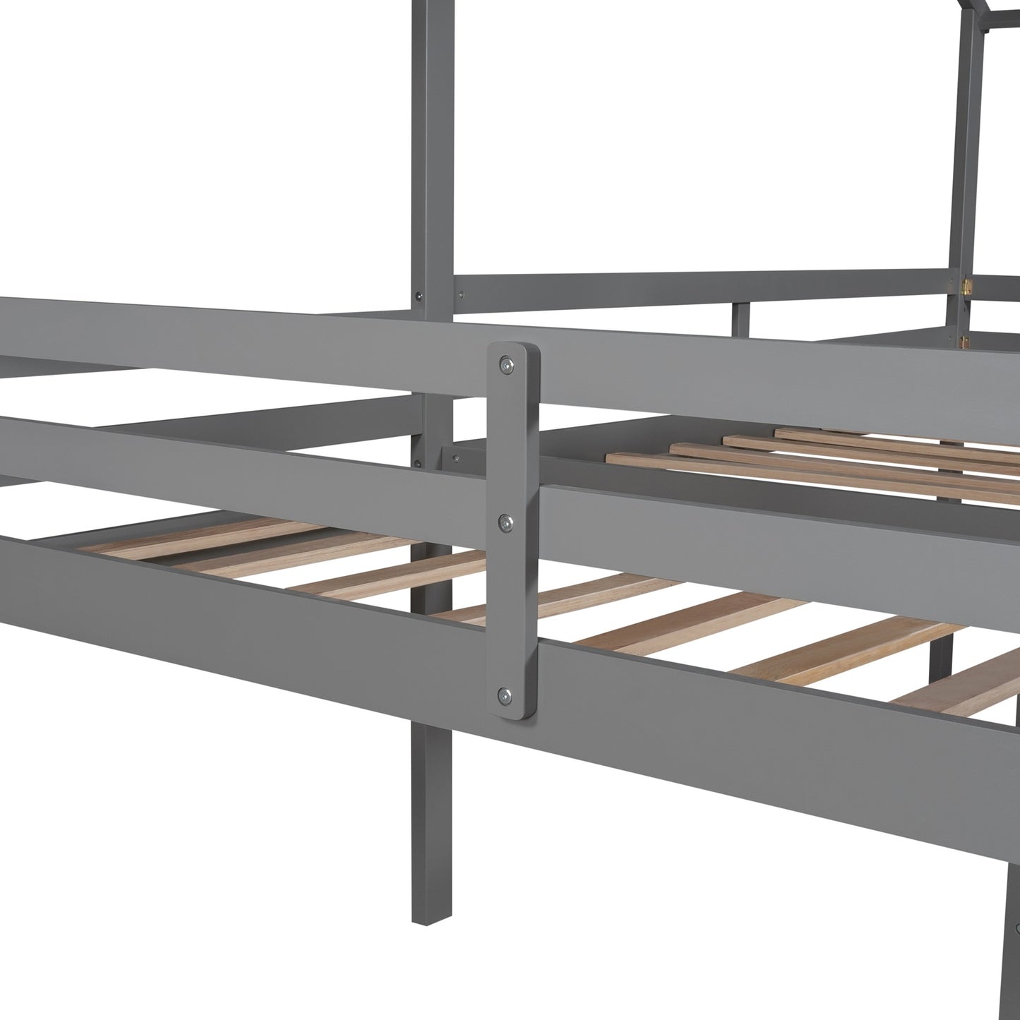 Gray L-Shaped Double Twin Size Loft Bed