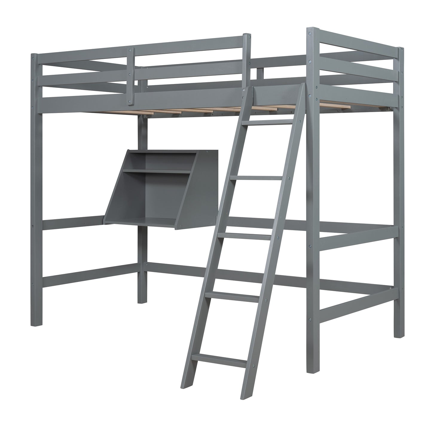 Gray Convertible Twin over Twin Bunk Bed with Storage