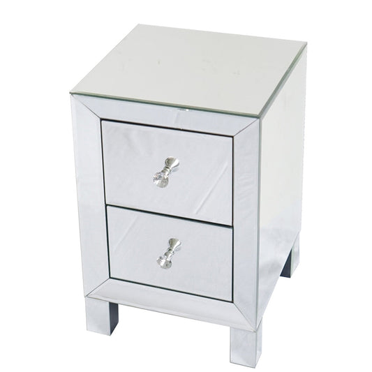 Modern and Contemporary Mirrored 2-Drawers Nightstand