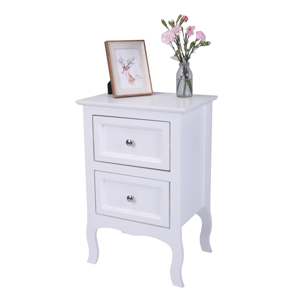 White European Style Two-Tier Drawer Nightstand