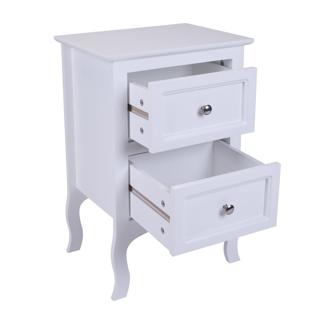 White European Style Two-Tier Drawer Nightstand