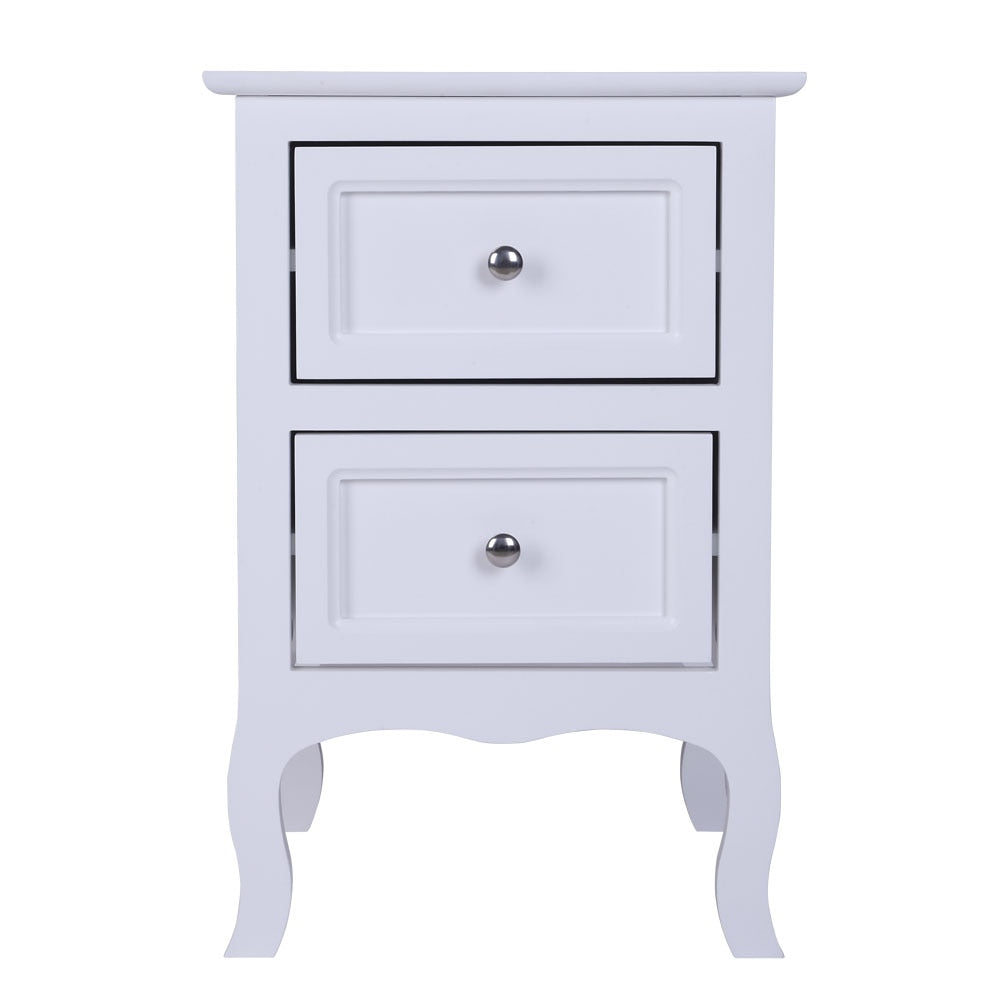 White European Style Two-Tier Drawer Nightstand